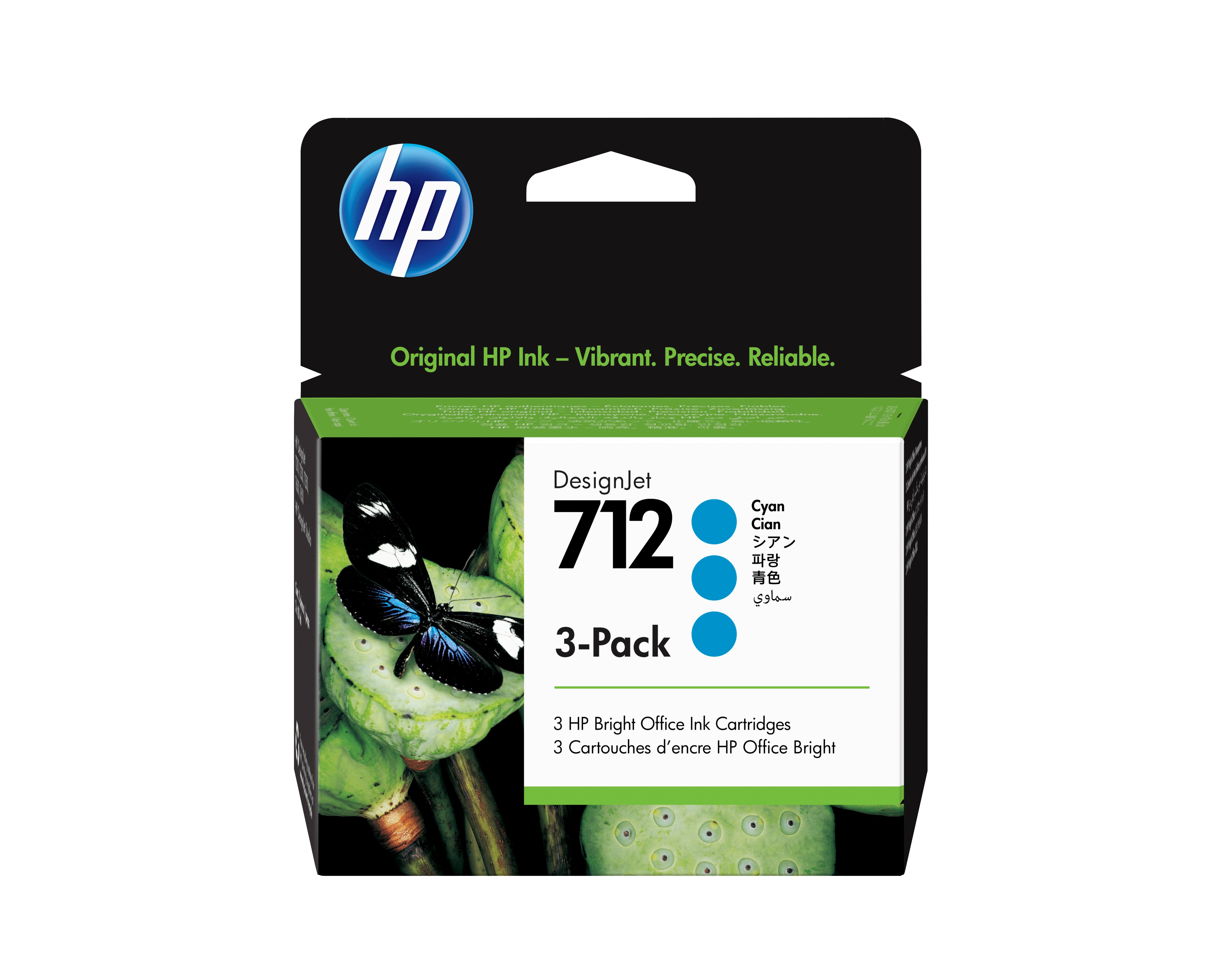HP Ink 712 / 3ED77A Cyan 3-Pack